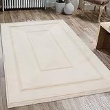 CARPETIA Eleganter Fransenteppich Wohnzimmer edle goldene Bordüre, 120 x 170 cm