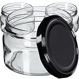 KADAX kleine Einmachgläser 250 ml, Marmeladengläser mit Deckel, Luftdichte Gläschen zum Verschenken, Minigläser für Honig und Gewürze (20 Stück, Schwarz)
