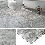 Livelynine 32 Fliesen Vinylboden Fliesenoptik Für Bad 30x30 PVC Bodenbelag Selbstklebend Grau Bodenfolie Selbstklebend Küche Laminatboden Dunkel Bodenfliesen Aufkleber Badezimmer Fliesen Abwaschbar