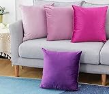 Violette Kissenbezüge, 50,8 x 50,8 cm, 4er-Set, massiver Samt, weich, quadratisch, dekorativer Couch-Kissenbezug, Kissenbezug für Sofa, Terrasse, Kissen, Wohnzimmer, Bettwäsche, Lila Mix4