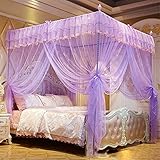 SORVA Bettvorhang mit 4 Ecken, Himmelbett für Mädchen und Erwachsene, 3 Öffnungen, Prinzessinnen-Moskitonetz, Schlafzimmerdekoration, Jade, 180 * 200 cm(22)