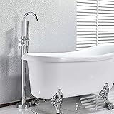 Chrom-Bodenmontage-Badewannen-Duscharmatur-Set, Freistehende Badewannen-Mischarmatur Mit Heißem Und Kaltem Wasser Mischbatterie
