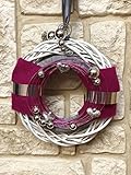 HIKO-EVENTDEKO Türkranz Rebenkranz Weiss Wandkranz Nr.27 Türkranz 30 cm mit Filz grau Silber pink modern Türdeko Türschmuck Kranz Türkranz