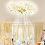 MAKIPERFE Luxuriöse Deckenventilatoren mit Licht und Fernbedienung, Deckenventilator mit beweglichem Kopf, Unterputz-Deckenventilator, flacher Deckenventilator mit 6 Windgeschwindigkeiten