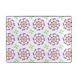 BHCASE Rotierender violetter Blumen-Teppich: 203 x 147 cm, weicher Teppich, geeignet für Zimmer, Schlafzimmer