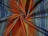100 % Seiden-Taft, Satin, gestreift, Orange, Blau und Grau, TAFS72[1]