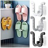 papasgix 6/12PCS Badezimmer Hausschuh-Regal, Multifunktional Schuhregal Wand Hänge ohne Bohren, Selbstklebender Faltbares Schuhregal für Tür Schrank Badezimmer Küche(Schwarz，6PCS)