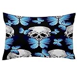 Kissenbezüge für Bett,Kissenbezüge,Blauer Schmetterling und Totenkopf,dekorative Kissenbezüge,Sofa-Kissenbezüge