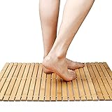 Faltbare Bambus Schritt SPA Mat Indoor / Outdoor Bad, Dusche und Bodenmatte Rutschfeste Unterseite wasserdicht Vented Design HomeToilet Badezimmer Spa Sauna Mat（60*40cm）