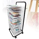 JIAHESHYP Mobile Kunst Trockengestell, Kleinkind Rolling Art Cart & Metal Organizer Mehrzweckkinder Kunststation/Staffelei, für Klassenzimmer/Homeschool/Playroom Gebrauch, 3 Größen (Size : 30-Layer)