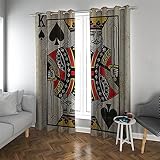 LANDOCROWN Vintage Karten Fenstervorhänge Abstrakt Chic Öse Dekorativer Vorhang Cafe Schlafzimmer Wärmeisolierte Fensterbehandlungen H 190 x B 150 cm