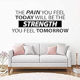 The Pain You Feel Today Will Be The Strength Wandtattoo Schild Fitnessstudio Zitat Workout Poster Fitness Büro Vinyl Aufkleber Dekor Blau 22x57cm