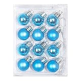 luckiner 12er Set Christbaumschmuck Mini Kugeln Kunststoff Weihnachtsdeko Kugel Weihnachtsbaum Anhänger Himmelblau