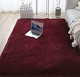 linyingdian Ultra Soft Indoor Modern Area Teppiche Flauschige Wohnzimmer Teppiche geeignet für Kinder Schlafzimmer Home Decor Kinderzimmer Teppiche (Weinrot, 80x160cm)
