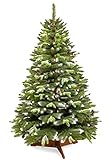 Premium Weihnachtsbaum künstlich 180cm mit Schnee und Tannenzapfen - TESTSIEGER - Made in EU - Künstlicher Weihnachtsbaum mit Holzständer und Aufbewahrungstasche-Tannenbaum künstlich von Pure Living