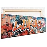 tjapalo® vr190 Bild mit Namen personalisiert leinwandbild Graffiti Name leinwandbild kinderzimmer Graffiti Leinwand jugendzimmer Bilder für Teenager moderne Bilder, Größe: B120xH40cm