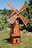 Windmühle, Turm, Windmühlenturm, Windmühlen, Holz, Garten, Deko, 1,55 m wahlweise mit Solar, Solarbeleuchtung:mit Solarbeleuchtung