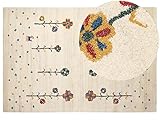 Beliani Teppich beige aus Wolle 160 x 230 cm Hochflor Blumen Muster handgetuftet Husunlu