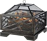 Garten-Feuerstelle für Partys im Freien, Grill-Feuerstelle – 66 cm große Lagerfeuer-Terrassen-Party-Grill-Feuerstelle, Metallofen, Feuerstelle für den Außenbereich, Grillrost aus N