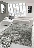 Wertvoller Shaggy Teppich Hochflor mit Glitzer in Grau Größe 160x230 cm