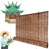 Natur Garten Bambusrollo 80x140cm 120x120cm 120x130cm 120x140cm Küche Raffgardinen Transparent Ösenrollo Vorhänge, 85% Sichtschutz Bambus Jalousine Raffrollo Bambus Rollos Für Fenster Und Türen