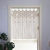 Lsimeru Makramee Scheibengardinen Bistrogardine Landhausstil Baumwolle Creme Boho Türvorhang Küchengardine Kurzstores Fenstergardinen Küche Modern 1 Stück, B 100xH 105cm
