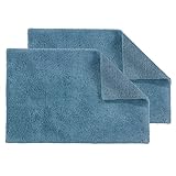 Schöner Wohnen Kollektion Badteppich 67 x 110 cm 2er Set – beidseitig verwendbar & waschbar – 100% Baumwolle – Badematte einfarbig hellblau