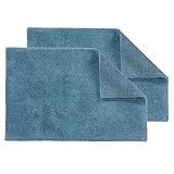 Schöner Wohnen Kollektion Badteppich 67 x 110 cm 2er Set – beidseitig verwendbar & waschbar – 100% Baumwolle – Badematte einfarbig hellblau