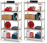 EASYmaxx Schwerlastregal 2er-Set 180x90x40 cm | 875 kg Traglast, 175 kg pro Ebene | Regal und Werkbank | Kellerregal, Lagerregal mit 5 verstellbaren Ablagen | Keller, Garage, Hobbyraum, Werkstatt