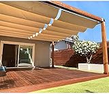Versenkbare Ersatz-Markise Baldachin-Schattenabdeckung Abnehmbare Rutsche zum Aufhängen Wave-Schattenabdeckung Pergola-Schattenabdeckung Einziehbarer Wellensonnenschatten -Baldachin(Color:Beige;Size: