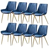 AMENAS Küche und Esszimmer Stühle 8er Set Küchen Esszimmerstühle Aus Pu Leder Mit Weich Gepolstertem Sitz Und Metallbeinen Moderne Beistellstühle for Das Wohnzimmer (Color : Blue)