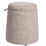 GLHalfM Fußhocker Hocker Fußhocker Tritthocker Stoff Kleiner Bankhocker Sofahocker Einfacher Hocker Wechselschuh Bank Fußstütze Hocker Aufbewahrungshocker Runder Hocker (Farbe:Flax)