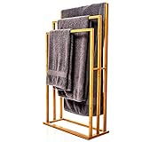 bambuswald© großer Handtuchhalter aus 100% Bambus - umweltfreundlicher & nachhaltiger Handtuchständer mit 3 Handtuchstangen freistehend für Bad BZW. Badezimmer | hübsches Badaccessoire für Handtücher