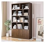 Massivholz-Bücherregal, einfaches modernes Gitterschrank-Bücherregal-Präsentationsregal for das Wohnzimmer-Büro YIJIAN (Farbe : Field Oak Color 80x24x180cm)