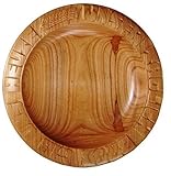 BROTSCHALE AUS KIRSCHBAUM ca. 30-31 cm Brotteller handgeschnitzt mit eingeschnitzem Text UNSER TÄGLICH BROT GIB UNS HEUTE,