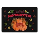 speecheese Endlich Kuschelwetter herbstliche Fußmatte in 35x50 cm ohne Rand mit Eichhörnchenpaar EIN bunter und niedlicher Türvorleger für den Flur im Herbst