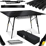 KESSER® Campingtisch faltbar Klapptisch Camping Tisch mit Aluminiumrahmen Aufrollbare Tischplatte Falttisch klappbar Höhenverstellung inkl. Tragetasche mit Trageband 120 x 70cm - bis 30 kg, Schwarz