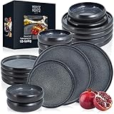 Moritz & Moritz SOLID 18-tlg Steinzeug Geschirr Set 6 Personen – Geschirrset aus je 6 Dinner Teller, Kleine Teller, Tiefe Teller