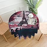 Rosa Landschaft Eiffelturm Druck Runde dekorative Tischdecke 60 Zoll Polyester Stoff Tischdecke Teetischdecken zum Essen