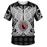 Lässiges Herren-T-Shirt mit grafischem Rundhalsausschnitt und kurzen Ärmeln Business Hemd Herren (C3-Red, L)