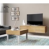 Lomadox Wohnzimmer TV-Lowboard und Couchtisch in Eiche Gold Nb.