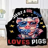 Nichiren Just A Girl Who Loves Pigs Flanelldecke, super weich und warm für den Haushalt, Bettdecken, gemütlich, zottelig, leicht, für Couch, Bett, Sofa, 101,6 x 127 cm für Kinder