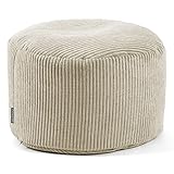 mokebo® Pouf, Hocker o. Sitzhocker aus Cord 30x50 cm 'Der Faule Lenz', Bodenkissen rund in beige, Fußhocker, Indoor Sitzkissen Stoff, Puff, Sitzpouf drinnen, kuschelig & weich, mit EPS-Perlen Füllung