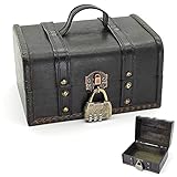 Schatzkiste Schatzkiste Holz Geldtruhe Schatztruhe Mit Schloss 18x12x10 Cm Holztruhe SchmuckkäStchen Schatztruhe Piratentruhe Aufbewahrungsbox Bastel-Geschenkbox Zur Aufbewahrung Und Dekoration