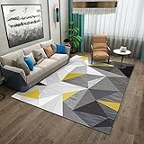 Teppich Moderner Wohnzimmer Teppich 130 X 190 cm Weißes gelbes geometrisches Dreieck Korridor Schlafzimmer, Küche, Wohnzimmer 130 * 190cm