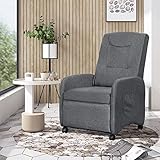 Sweiko Manuell Relaxsessel Liegesessel TV Sessel 145° neigbar Fernsehsessel mit Verstellbarer Rückenlehne Polyester Grau 63 x 79 x 95 cm