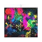 Bunte abstrakte Malerei, XL, Größe 40,6 x 45,7 cm, Abtropfmatte, großes Abtropfgestell für Küchentheke, spülmaschinenfest