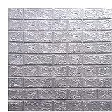 10 Stück 3D-Wandpaneele, Selbstklebende Tapete, Ziegelstein Wandverkleidungs Aufkleber, DIY wasserdichte Schaumstoff Paneele Dekoration Ziegelstein Slip Panels Wandfliesen, 38 x 35 cm (grau)