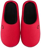 Mishansha Herren Damen Winter Hausschuhe Memory Foam Warm Leicht rutschfeste Indoor & Outdoor Pantoffeln mit Harte Sohle für Frauen Männer(Rot, 36/37 (Herstellergröße 260 mm))