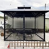 OKYUK Moskitonetz für Pavillon Outdoor,Universal-Ersatz-Moskitonetz-Überdachung 4-teilige Sichtschutzwände mit Reißverschluss für 10' x 10' Pavillon (Nur Moskitonetz) (Schwarz, 3M*3M)